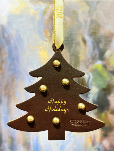 Leather Tree Ornament (Happy Holidays)