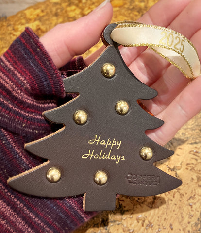 Leather Tree Ornament (Happy Holidays)