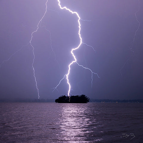 Lightning over Frontenac glass print 23"x23"