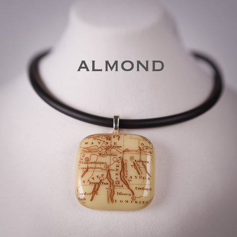 Copperesque ~ Almond Finger Lakes Map pendant