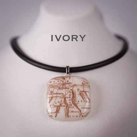 Copperesque ~ Ivory Finger Lakes Map pendant