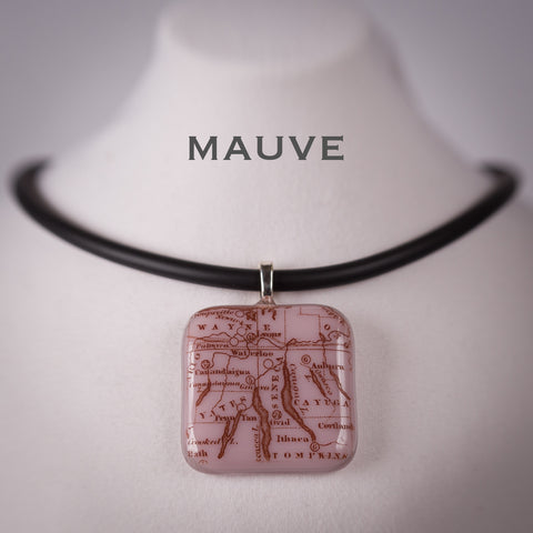 Copperesque ~ Mauve Finger Lakes Map pendant