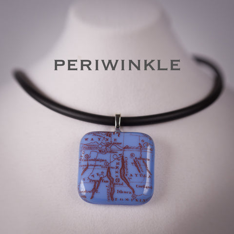 Copperesque ~ Periwinkle Finger Lakes Map pendant