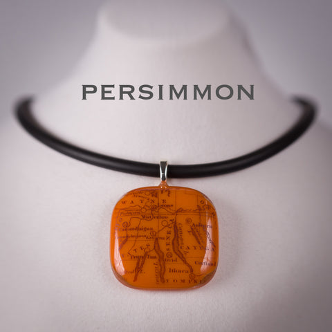 Copperesque ~ Persimmon Finger Lakes Map pendant