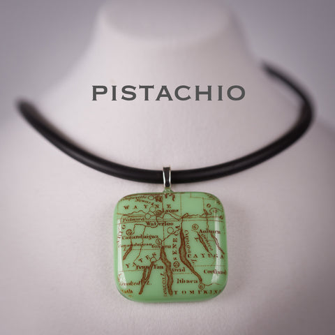 Copperesque ~ Pistachio Finger Lakes Map pendant