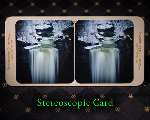 Stereographic Card - (Taughannock Falls, New York) Winter Ledge
