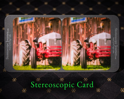 Stereographic Card - (farm) Nestled by the Barn