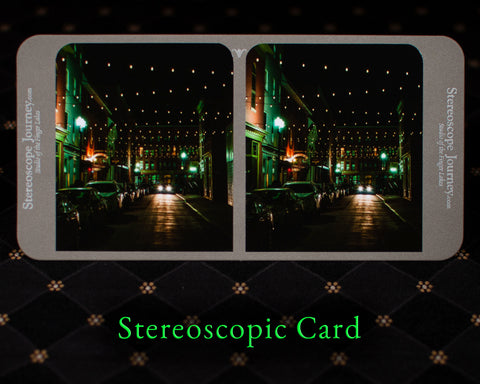 Stereographic Card - In the Spotlight (Linden Street, Geneva NY)