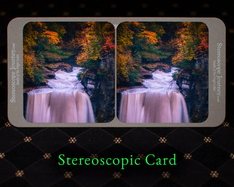 Stereographic Card - (Taughannock Falls, New York) Stormy Ledge