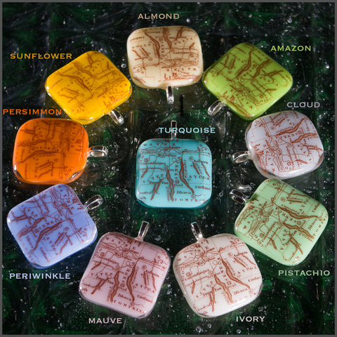 Copperesque ~ Persimmon Finger Lakes Map pendant