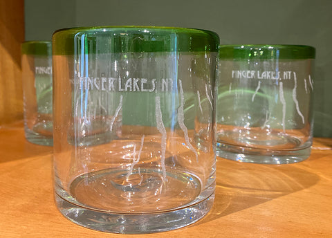 Copperesque ~ Finger Lakes Etched Rocks Glass